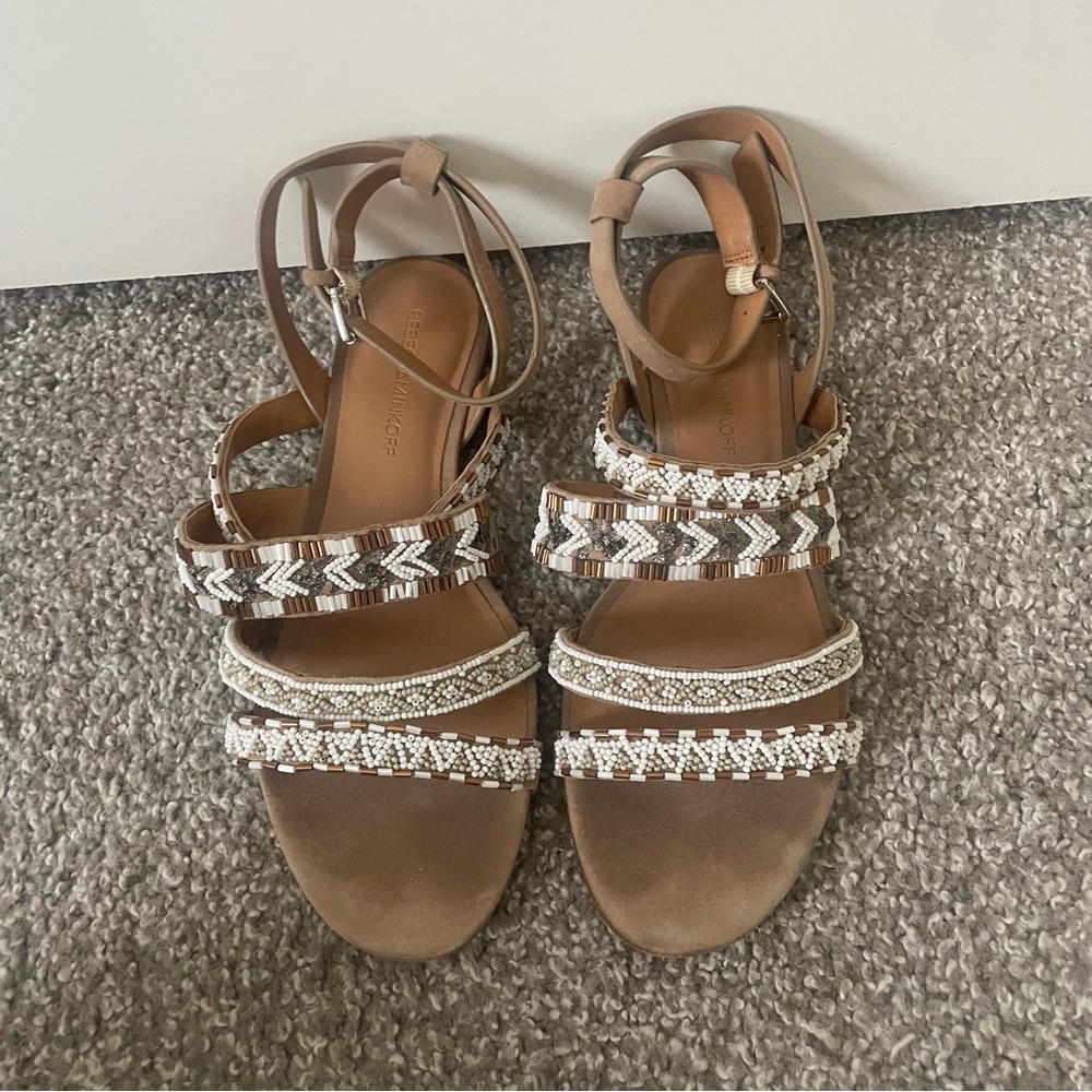 Rebecca Minkoff Aztec Beaded Suede Sandals - Picture 2 of 6